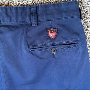 VTG Polo Golf Ralph Lauren Pants Mens 34x30 Navy Pleated Chino Crest Preppy 90s